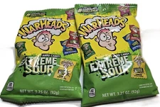 2 bags Warheads - 3.4oz bag - Extreme SOUR hard candy 5 flavors. Exp 02/28