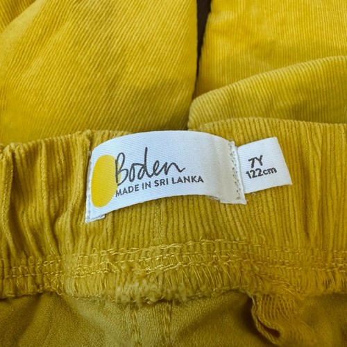 BODEN Corduroy Chino Pants Girls Sz 7Y Mustard Yellow Pull On - Picture 6 of 9