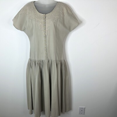 Together Womens Cotton Twill Dress Sz 6M Tan Country Western Drop Waist  Buttons | eBay