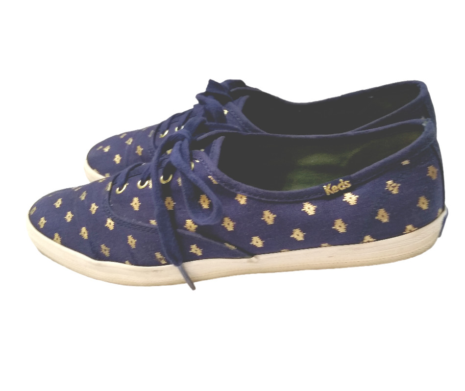 KEDS Navy and Gold Sneakers Canvas With Gold Highligh… Gem