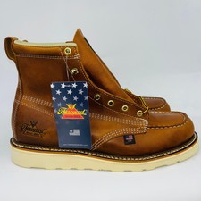 THOROGOOD MENS SLIP/RESISTANT TOBACCO 6" MOC TOE LACE UP WORK BOOTS SIZE 10EE