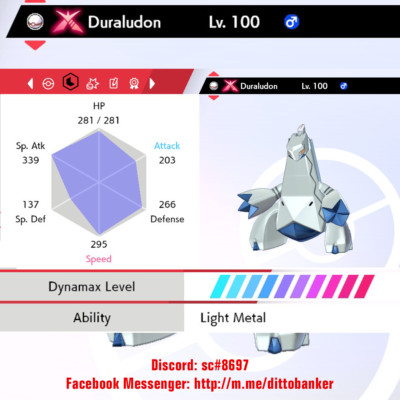 Pokemon Sword/Shield 6IV ULTRA SHINY Duraludon / Choice Specs (Timid) GMAX