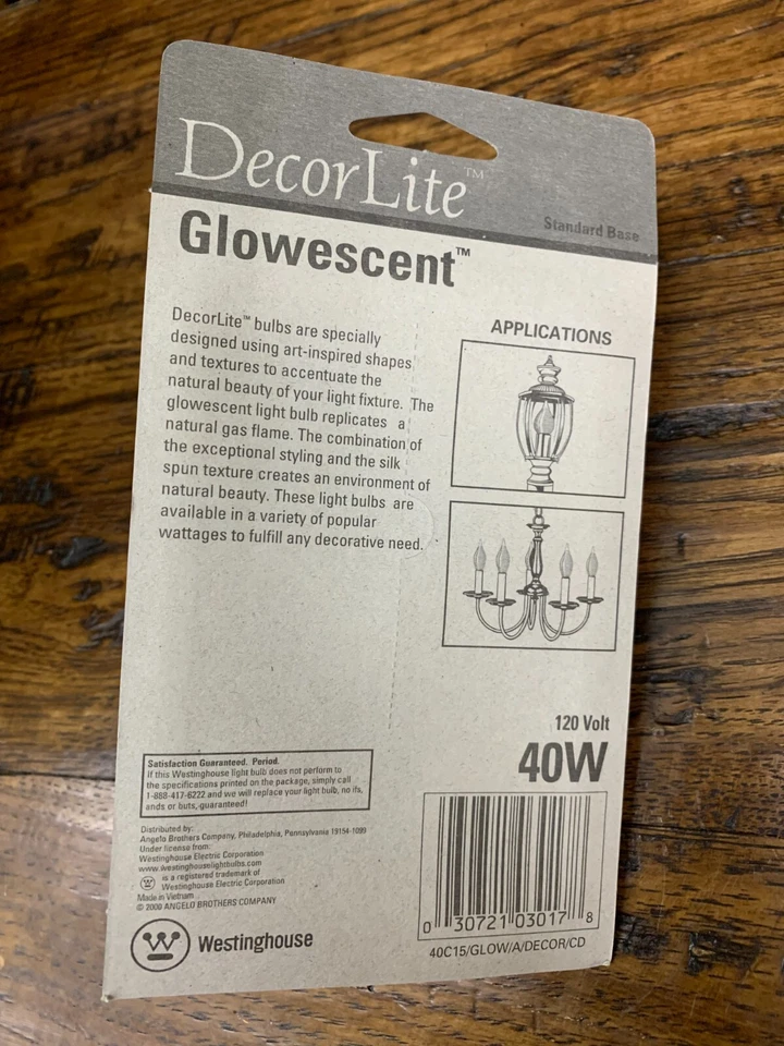 12 WESTINGHOUSE AMBER GLOWESCENT Flame Tip Chandelier Light Bulbs 40W 03017 NIP - Image 4 of 4