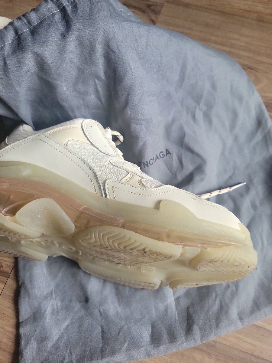 Balenciaga Triple S Clear Sole Unisex White Leather Mesh