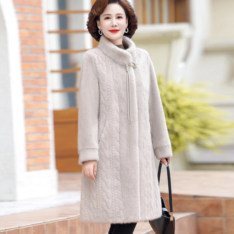 OFF WHITE Cappotto invernale pelliccia visone nuovo donna pelliccia media lunghezza giacca sciolta caldo soprabito