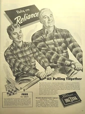Big Yank Shirts Pulling Together War Time Man Boy Rowing Vintage Print Ad 1943