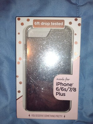iPhone protector, 6/6s/7/8 Plus,  Clear Glitter, Fellowes PROTECTIVE AND PRETTY