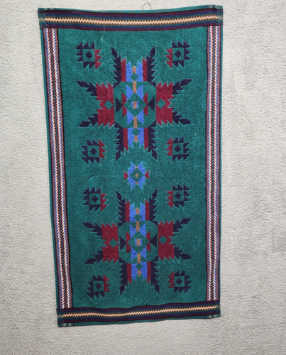 Toalla Fieldcrest Southwest Azteca Granate Verde Azul Geométrica De Colección Años 80 90