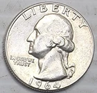 1964-D Washington Quarter circulated, ungraded condition - 90% - Business Strike