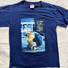 Kurt Cobain The End of Music Vintage T Shirt Size M All Sport 2000 Nirvana Navy