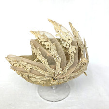 Vintage Ms Divine Church Hat Womens Gold Weddings Old Money Elegant Derby