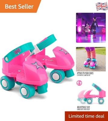 Leichte verstellbare Kinder Rollschuhe mit einfacher Schnalle - Pink Quad Fun