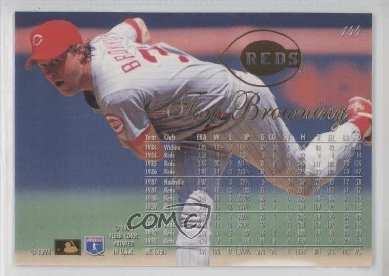 1994 Flair Tom Browning #144 - Image 2 of 2