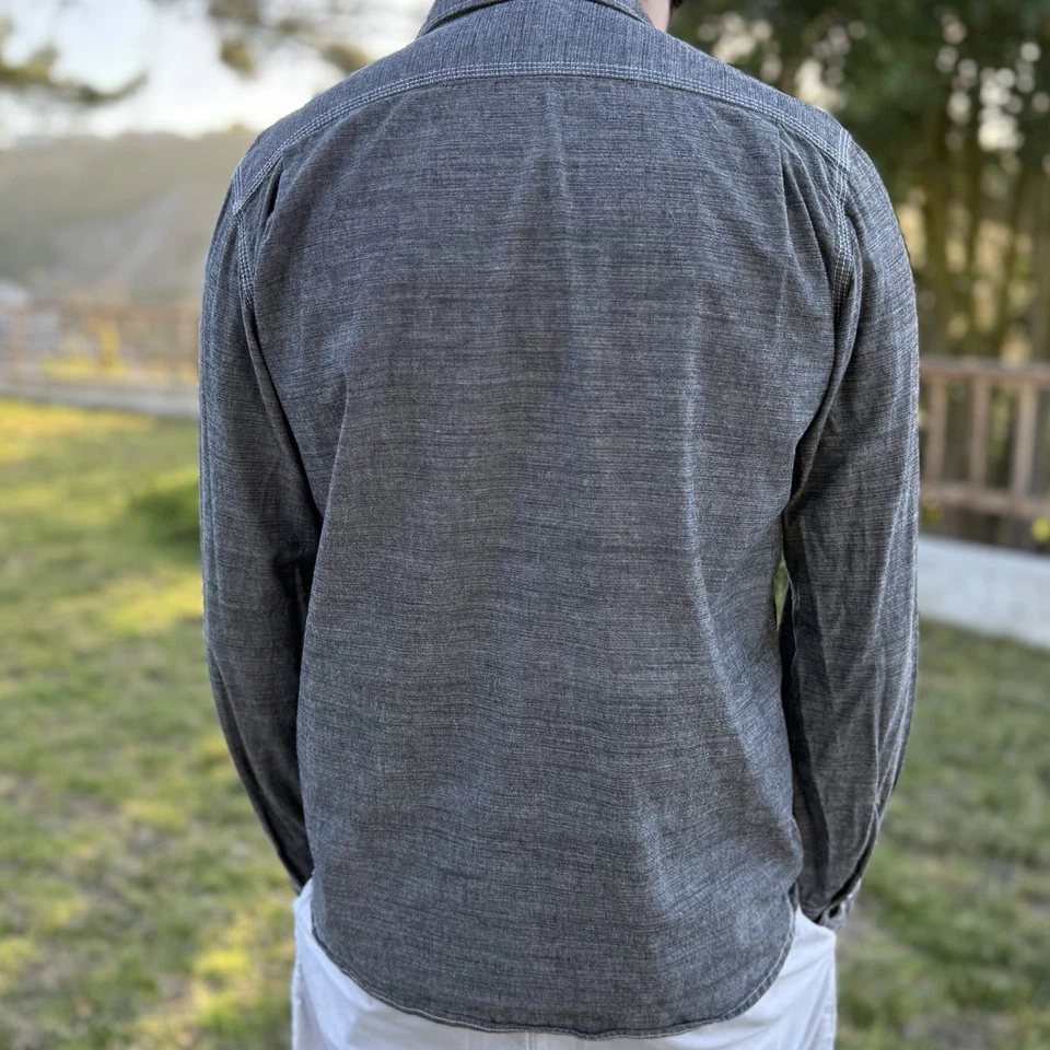 Five Brother Shirt Men Gray Large Chin Strap Sanforized Union Made USA True Vtg - Image 2 of 4