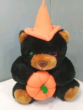 Vtg Toys House Halloween Bear Plush Witch's Hat One Red Eye One Green Eye 1980s