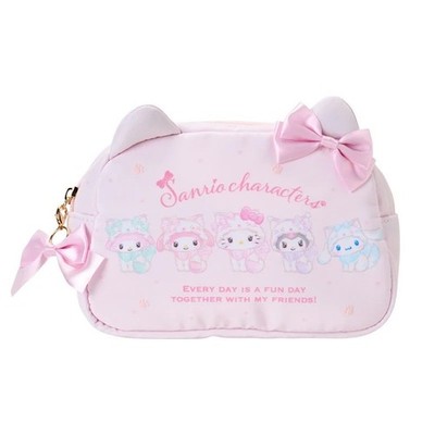 Sanrio Characters Milky Koneko Pouch, Multi-Character Design w/Removable Ribbon