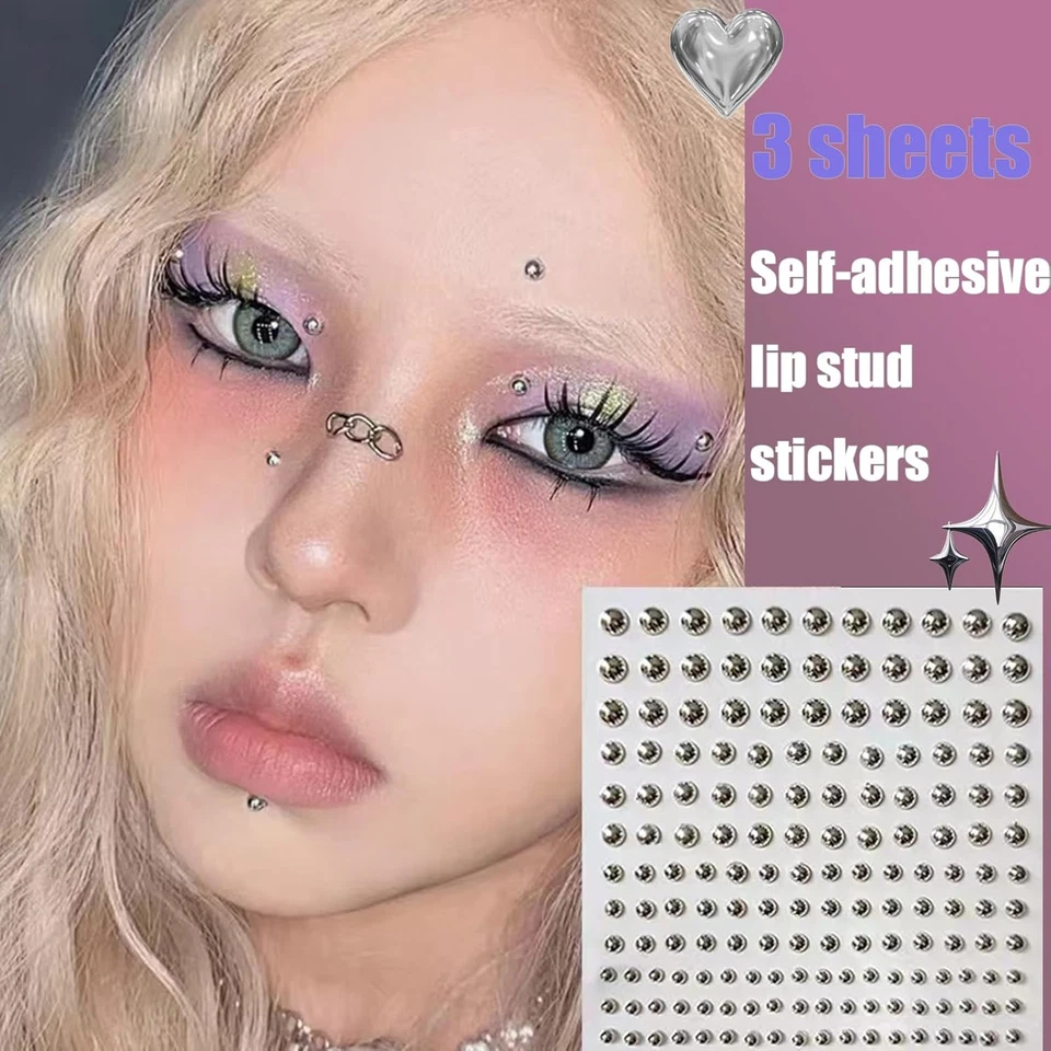 Face Gems Lip Stud, Piercing Falso Nariz Stud Tira de Sobrancelha - Imagem 3 de 4