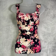 Ann Taylor babydoll Tank Top Womens Sz S Milkmaid Cottagecore floral romantic