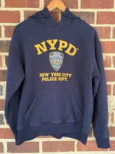 NYPD Hoodie Mens Medium Blue Graphic Pullover Fleece New York City Police Dept