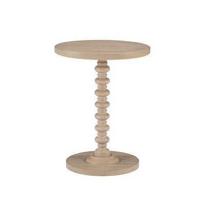 Best Powell Tarkin Round Natural Wood Turned Spindle Pedestal Side Accent Table