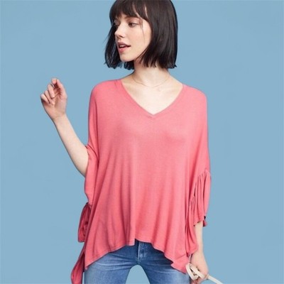Anthropologie Akemi + Kin Capa Fluttered Tunic in Pink Women s Sz M/L Oversized