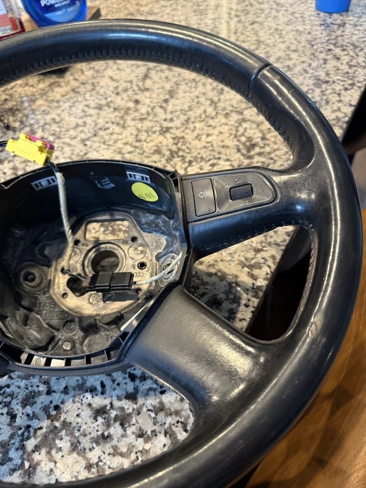 2005 2006 2007 2008 Audi A6 Leather Steering Wheel BLACK - Image 3 of 4