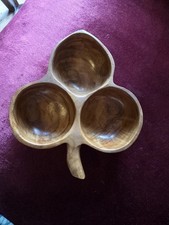 Monkey Pod Wooden 3 Compartment Serving Bowl (bx 5)