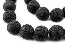Black Volcanic Lava Beads 18mm Round Gemstone 16 Inch Strand