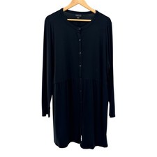 J. Jill Wearever Button Front Tunic Lagenlook Shirt Dress XL Black Office Career