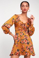 Free People Mini Dress Women's XS Floral Polka Dot Ruched Boho Cottagecore