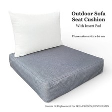 Outdoor Seat Cushion Custom Fit Rattan Patio Garden Furniture Sofa Armchair Grey