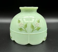 Westmoreland Jadeite Fairy Lamp Light TOP ONLY Hand Painted Flowers Signed 1979