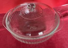 Pyrex Bowl #024-S Clear Glass 2 QT Serving Dish Sculptured Ribbed w/Lid USA