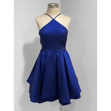 Sequin Hearts Juniors Blue Homecoming Double-Layer Fit & Flare Dress Size 11