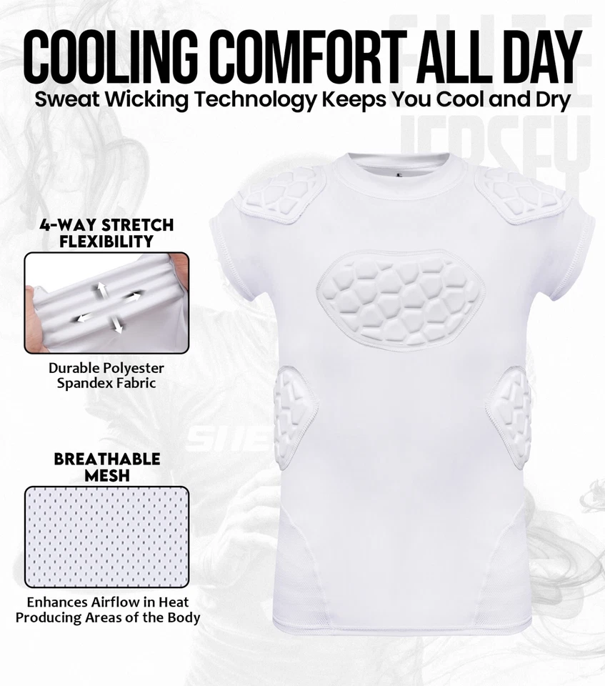 Camisa de compresión de fútbol acolchada para adultos Exxact Sports Elite 6 almohadillas Foto 3 de 4