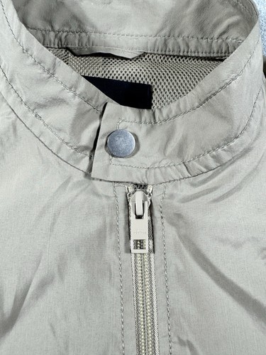 Club Monaco Windbreaker Jacket Mens Beige Full Zip Mock Neck Full Zip Mesh Lined - Picture 2 of 10