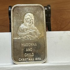 Vintage 1973 Colonial Mint Madonna and Child  .999 1 Oz Silver bar 107.02 per troy oz