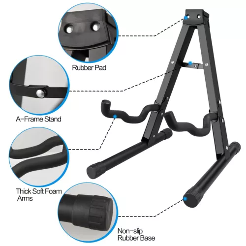 Guitar Stand A-Frame Folding Guitar Stand w/ Non-Slip Rubber and Foam Arms - Picture 4 of 9
