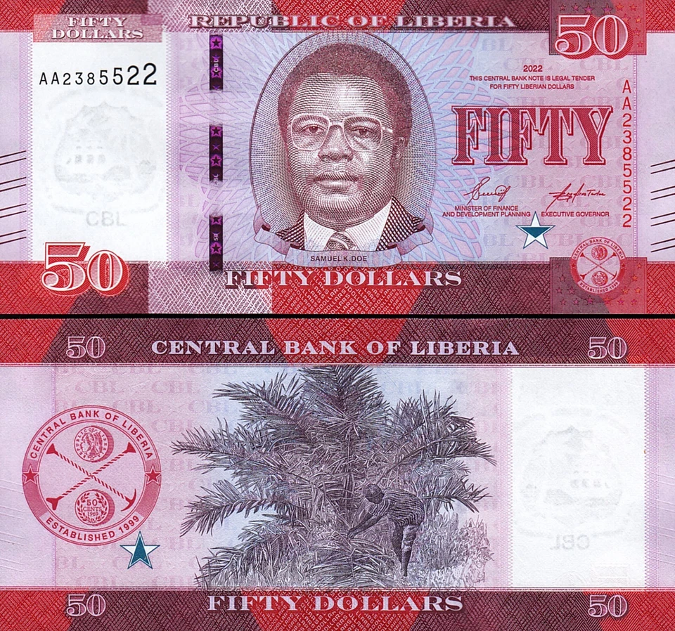Liberia 50 Dollars 2022, UNC, 10 Pcs LOT, Consecutive, P-New Design - Image 3 of 4