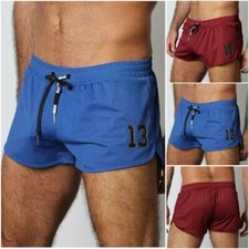 Men's Casual Elastic Mesh Shorts Breathable Gym Sports Training Fitness Trunks