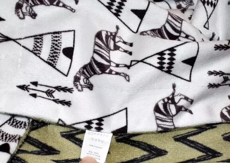 G3!WOW! MODERNO BEBÉ Verde Chevron Cebra Tipi Felpa Terciopelo Bebé Cuna Manta Foto 2 de 4