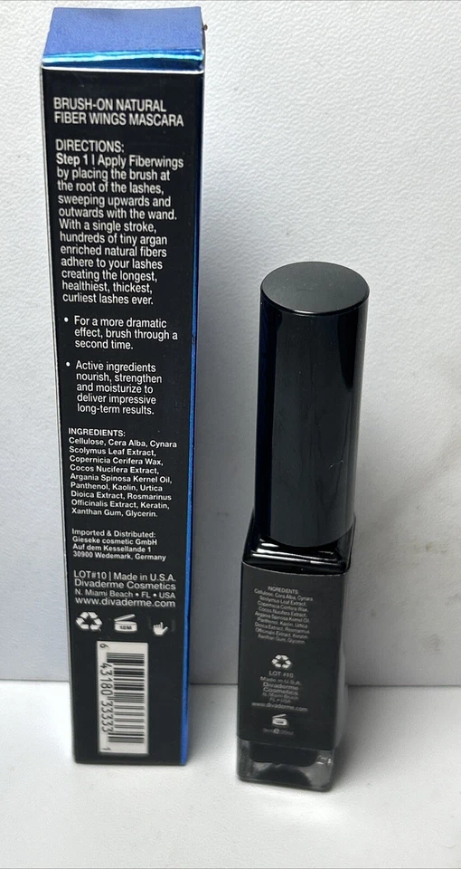 2 Alas Divaderme Fiber II Rímel Fibra Natural + Tratamiento Potenciador de Argán .3oz Foto 2 de 2