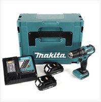 Makita Dhp 483 Raj Akku Schlagbohrschrauber 18 V 40 Nm + 2X Akku 2,0 Ah + Lader