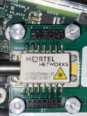 Nortel LC155CDC5494-20 laser module with PM fiber. 1554.94nm 20mW DFB