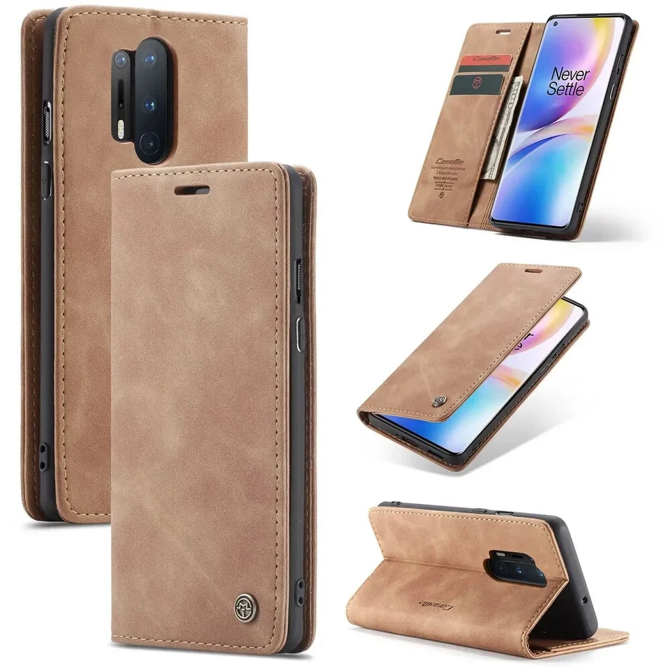 For One Plus 8 Pro Leather Case Business Card Holder Shockproof Wallet Cover - Image 2 of 4