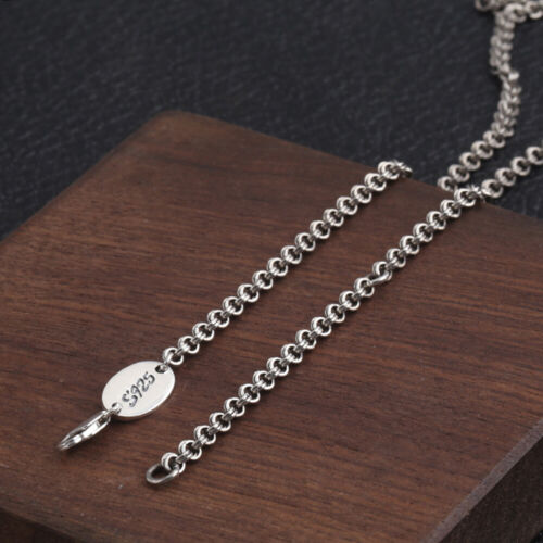 Real 925 Sterling Silver Necklace 3mm Rolo Link Chain Lobster Clasp 21.6" 25.6" - 第 1/6 張圖片
