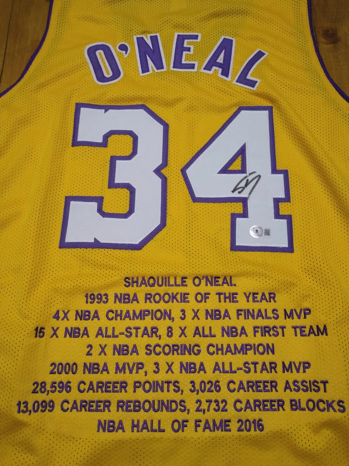 Maillot de basket Lakers de Los Angeles signé Shaquille O'Neal avec COA Beckett - Photo 3/4