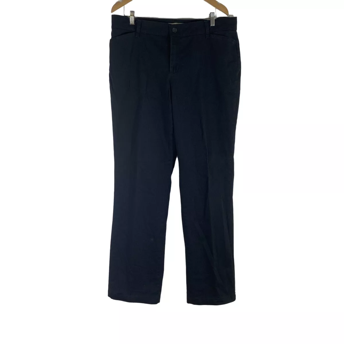 Riders By Lee Womens Black Cotton Blend Flat Front Straight Dress Pants  Size 16L | eBay