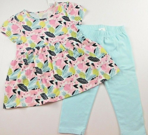 Gap Toddler Girl Top Leggings Blue Multicolor 2T/2Year Cotton Tropical Print New - 第 1/4 張圖片
