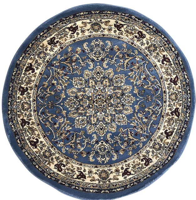 Traditional Round Persian Rug Blue 330,000 Point Deir Debwan Design 603